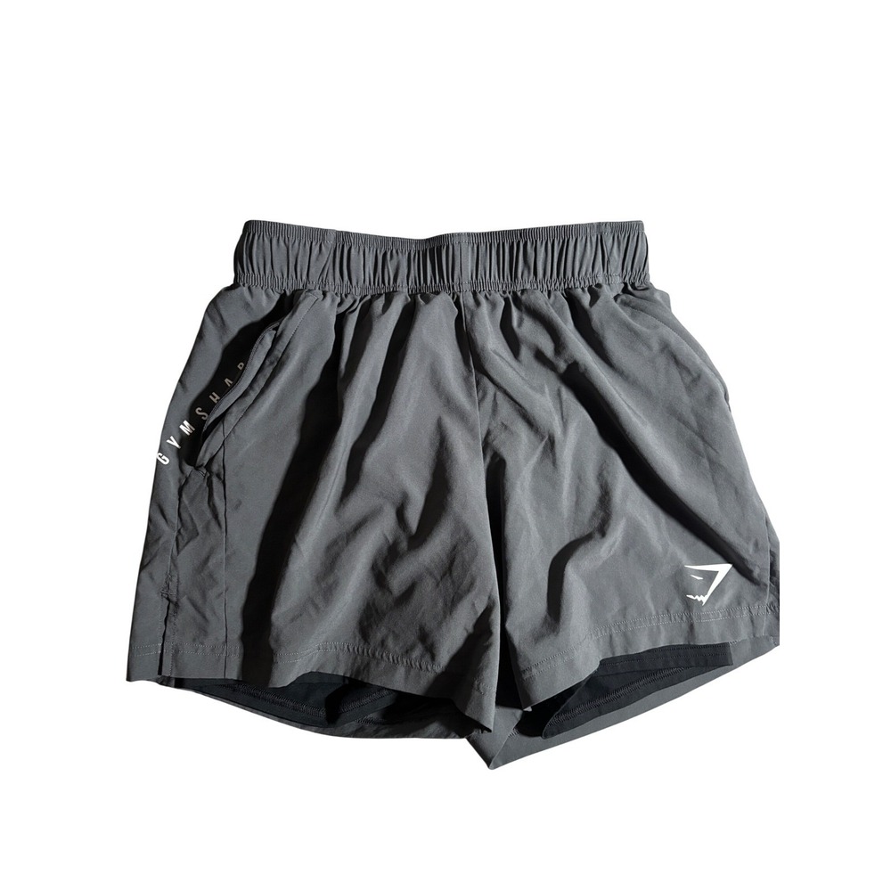Gymshark S Gray 2-in-1 Training Shorts Zipper Pockets Running Gym Activewear Run